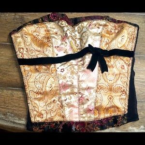 H&M Gold Embroidered Corset Hook and Eye Closure